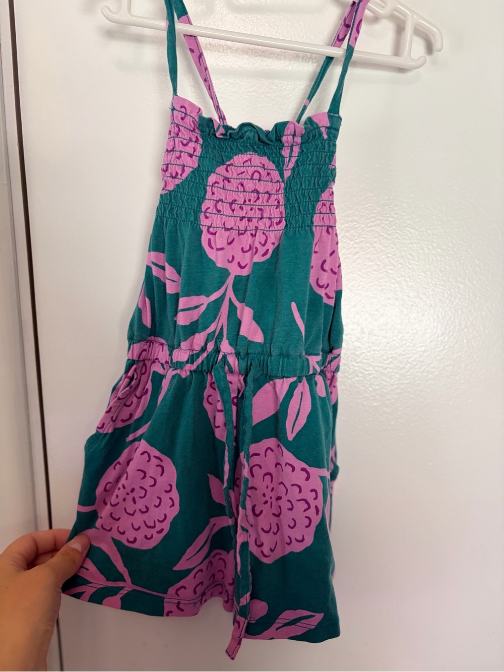 Tea Collection Teal and Pink Floral Romper